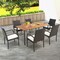 6-Person Outdoor Dining Table Natural Black Acacia Wood Sturdy Metal Frame